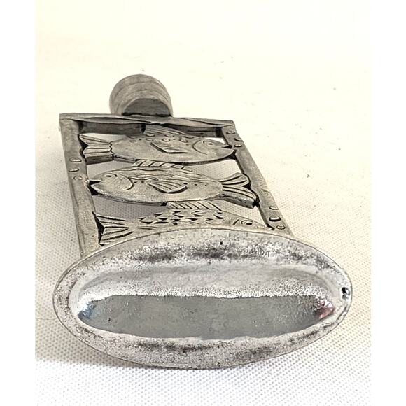 CANDLE HOLDER-PEWTER-Fish-Taper Candle-7" Tall-One Candle Holder - Picture 4 of 9